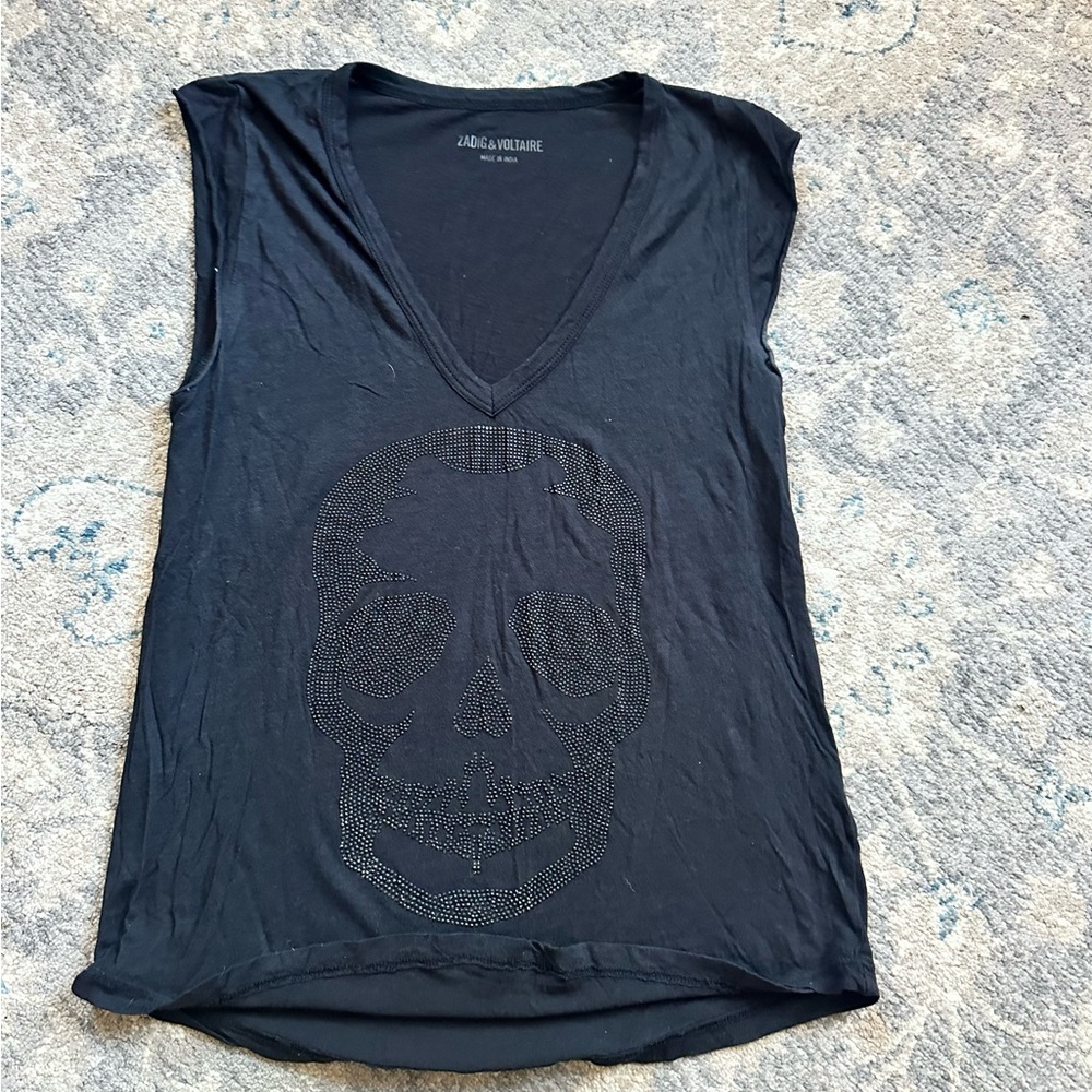 Zadig & Voltaire Black Skull Muscle Tee